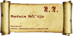 Manheim Nádja névjegykártya